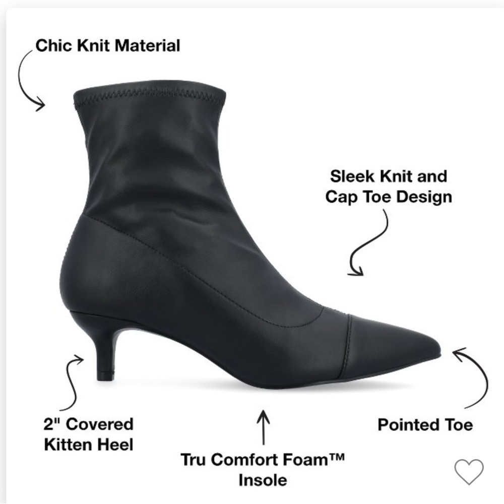 Journee Collection Womens Jadde Pull On Kitten Heel Bootie Black 7.5